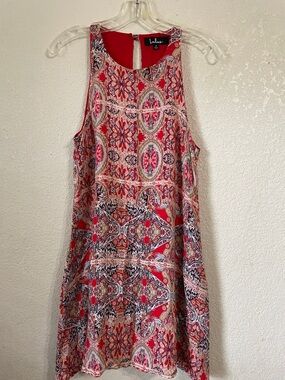 Lulu's Red Printed Sleeveless Swing Dress